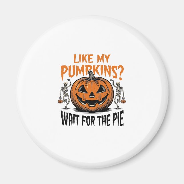 Rolig Pumpa Skelett Halloween Paj T-Shirt_1 Magnet (Framsidan)