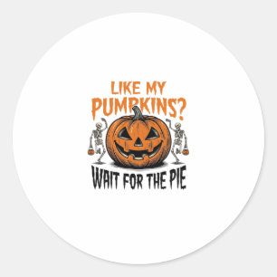 Rolig Pumpa Skelett Halloween Paj T-Shirt_1 Runt Klistermärke