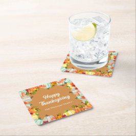 Rolig Pumpa Thanksgiving Middag Underlägg Papper Kvadrat