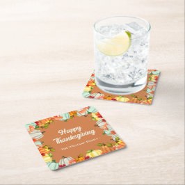 Rolig Pumpa Thanksgiving Middag Underlägg Papper Kvadrat