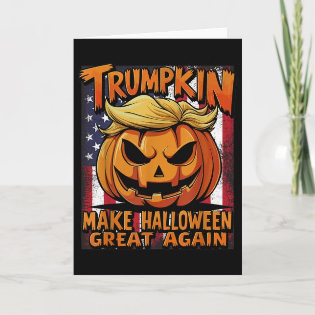 Rolig Pumpa Trump Trumpkin Gör Halloween Stort  Kort (Framsida)