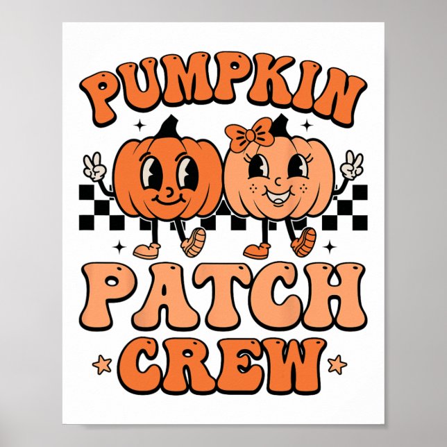 Rolig Pumpafält Besättning Gäng Firande Höst  Poster (Framsidan)