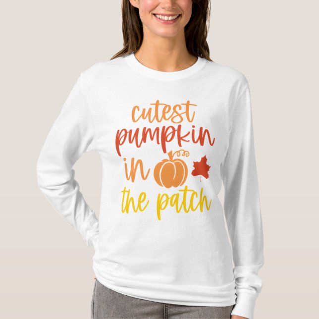 Rolig Pumpafält Höst Tacksgiving  T Shirt (Framsida)