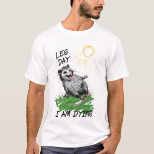 Rolig pungdjur opossum ben dag övning fitness smär t shirt