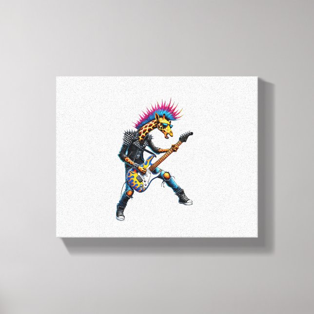 Rolig Punk Giraff, Rock'n Roll Goth Giraff, Gitarr Canvastryck (Framsida)