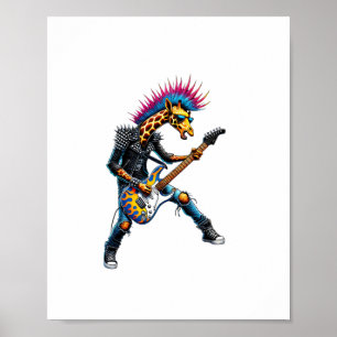 Rolig Punk Giraff, Rock'n Roll Goth Giraff, Gitarr Poster