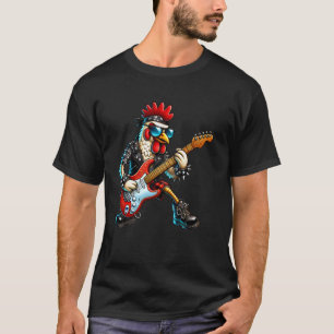 Rolig Punk Kyckling Rock and Roll Kyckling Gitarr T Shirt