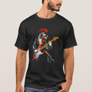 Rolig Punk Kyckling Rock and Roll Kyckling Gitarr T Shirt