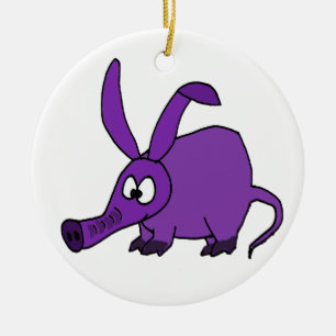 Rolig purpurfärgad Aardvark Julgransprydnad Keramik