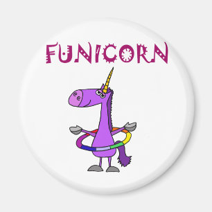 Rolig purpurfärgad Unicorn med den Hula ringen Magnet