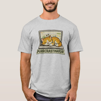 Rolig Purrkrastinator Katt som sover på bärbar tan T Shirt