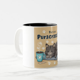 Rolig "Purrkrinator" Katt som sover på bärbar dato Två-Tonad Mugg