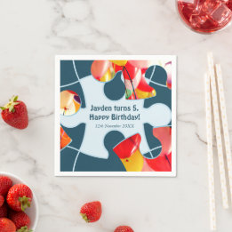 Rolig pussel för barn Glad födelsedag namn Pappersservett