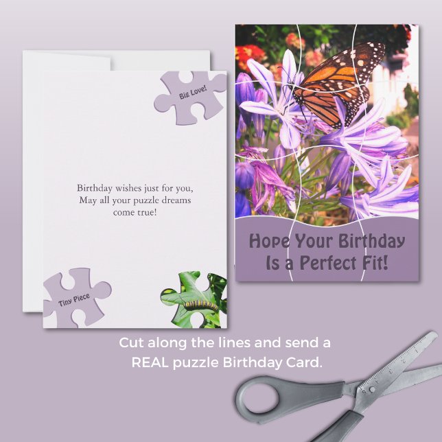 Rolig Pussel "Mock" 12st Anpassad Bild Födelsedag Kort (Fun Jigsaw Puzzle "Mock" 12pc Custom Image B'day Card, Portrait, Flat, 5x7 Inch, Scissors Cut)