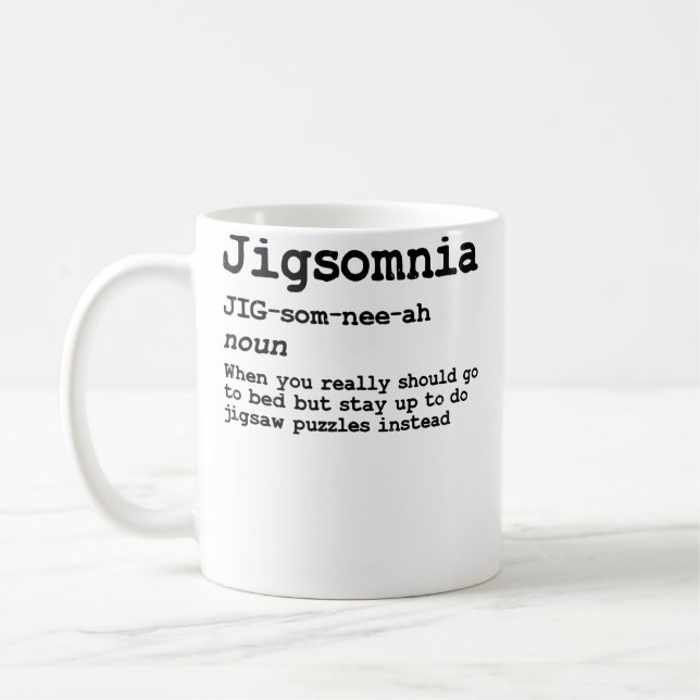 Rolig Pusselälskare - Jigsomnia Definition Kaffemugg (Vänster)