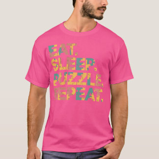 Rolig Pusselmatta Äta Sova Pussel Upprepa T Shirt