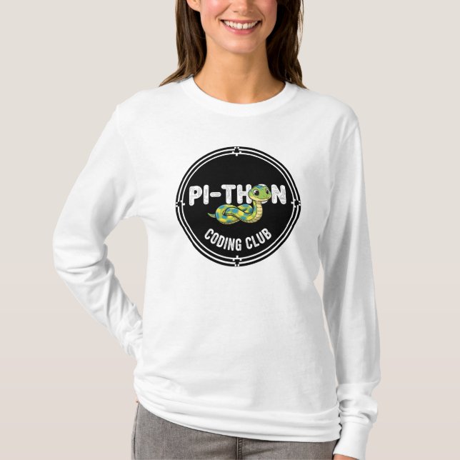 Rolig Python-kodningsklubb T-shirt med Snack Pun (Framsida)