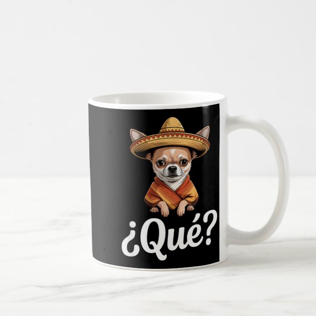 Rolig qué skeptisk chihuahua sombrero säger Funn Kaffemugg (Höger)