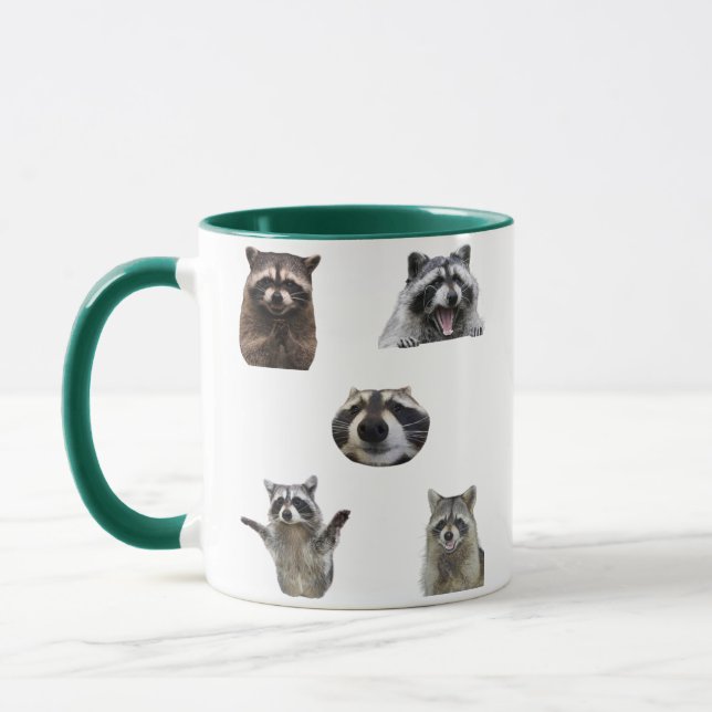Rolig Raccoon Meme Mugg för Memes Älskare Muggpres (Vänster)