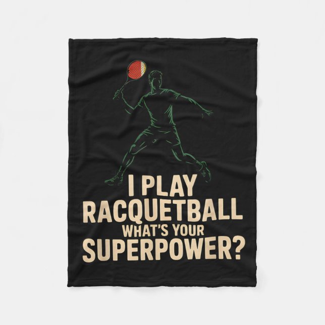 Rolig racquetball-superkraft retroaffisch som säge fleecefilt (Framsidan)