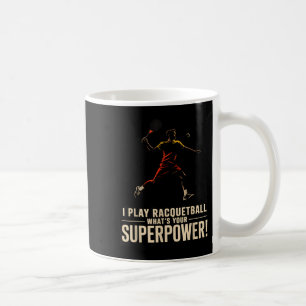 Rolig racquetball superkraft retroaffisch som säge kaffemugg