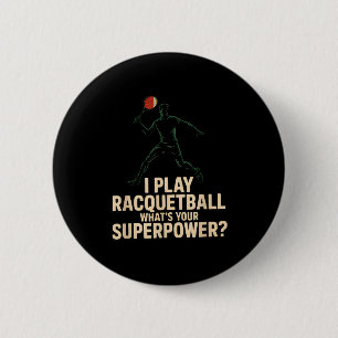 Rolig racquetball superkraft retroaffisch som säge knapp