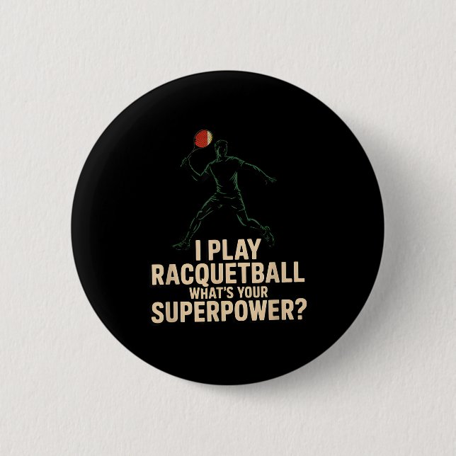 Rolig racquetball superkraft retroaffisch som säge knapp (Framsida)