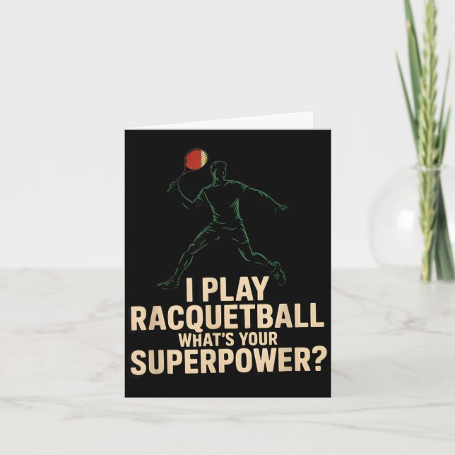 Rolig racquetball superkraft retroaffisch som säge kort (Framsida)