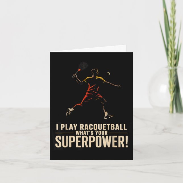 Rolig racquetball-superkraft retroaffisch som säge kort (Framsida)