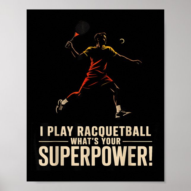 Rolig racquetball superkraft retroaffisch som säge poster (Framsidan)