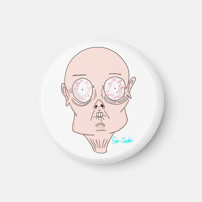 Rolig rädd seriefigur magnet (Framsidan)
