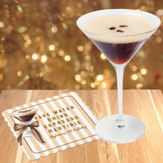 Rolig Rädda Vatten Drick Espresso Martinis Födelse Underlägg Papper (Skapare uppladdad)