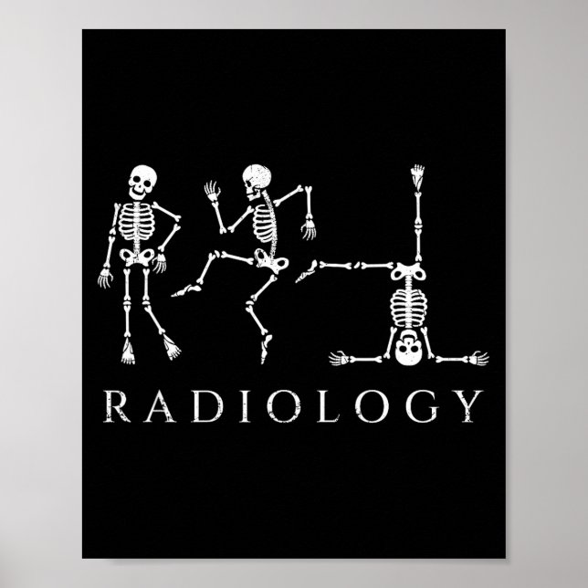 Rolig radiologi skelett dansar röntgen tekniker poster (Framsidan)