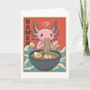 Rolig Ramen Axolotl Nudellälkare Söt Varelse Kort