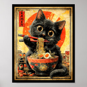 Rolig Ramen Katt Nudelfanatiker Anime Otaku  Poster