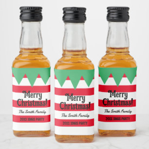 Rolig randig jul-tomte dräkt med personlig anpassn spritflaskor etikett