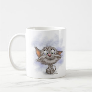 Rolig randig kattunge tecknad film kaffemugg