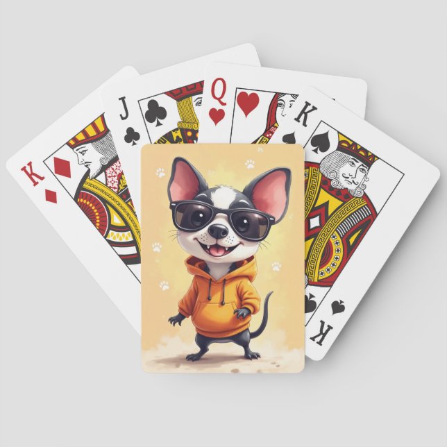 Rolig Rat Terrier Kawaii Hund Casinokort (Baksidan)