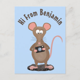 Rolig råtta med kamera serieillustration vykort
