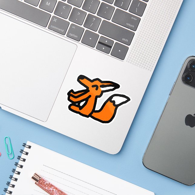 Rolig Räv Ritning Klistermärken (Laptop med iPhone)