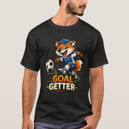 Rolig Räv som Spelar Fotboll Tecknad Design T Shirt