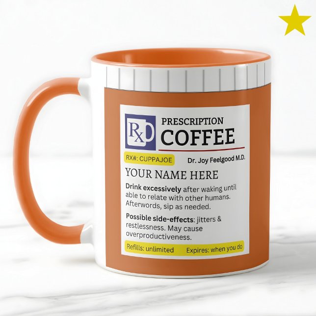 Rolig receptflaska Anpassat namn Kaffe Mugg (Skapare uppladdad)