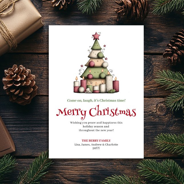 Rolig redigerbar julgran hälsningskort julkort (Funny editable Christmas tree greeting card

)