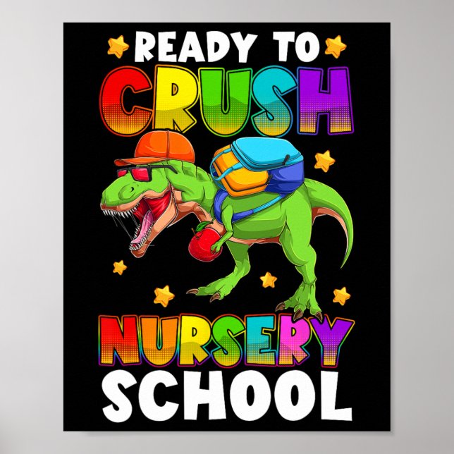 Rolig Redo Att Krossa Förskola T Rex Första Skolda Poster (Framsidan)