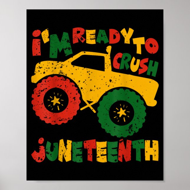 Rolig redo att krossa juneteenth söt barn lastbil poster (Framsidan)
