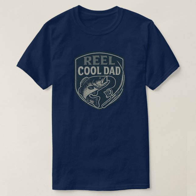 Rolig Reel Super Pappa Fiske T-Shirt  (Design framsida)