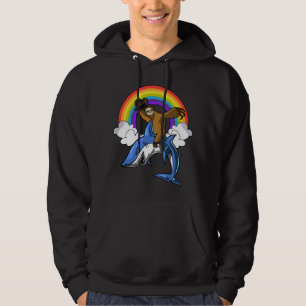 Rolig regnbåge för haj för hav för hoodie