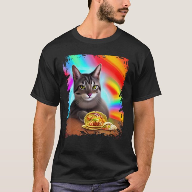 Rolig Regnbåge Katt Taco Kitty Internet Meme T Shirt (Framsida)