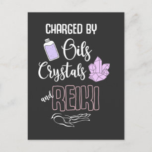 Rolig Reiki-kristaller och eteriska oljor-citat Vykort