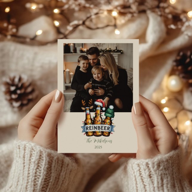 Rolig Reinbeer Jul Foto Julkort (Skapare uppladdad)